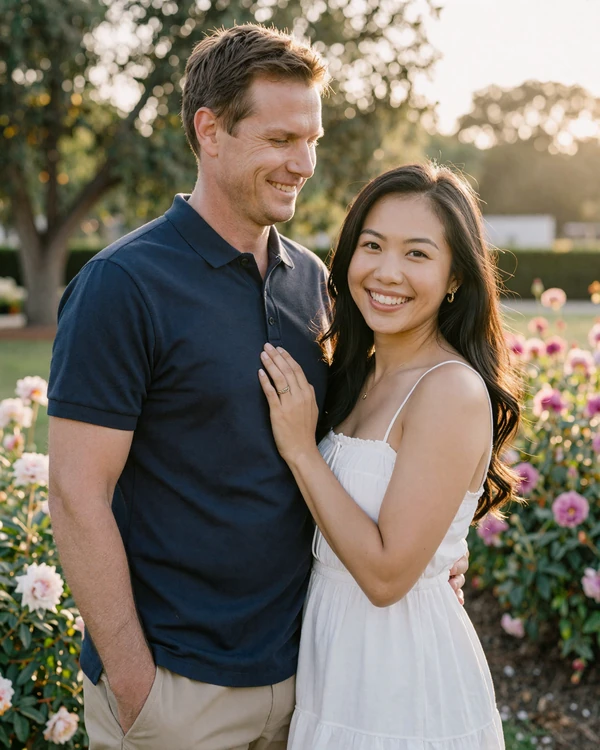 Happy international couple connected through HBDragons Asian dating platform