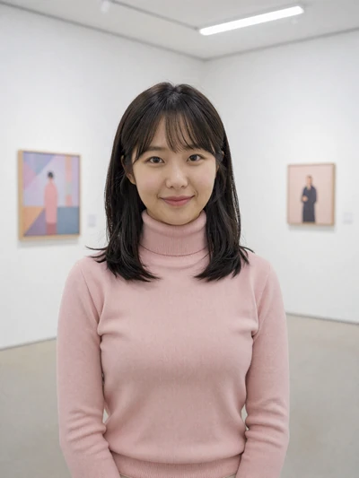 Minji, 26, Korean woman from Seoul in modern art gallery
