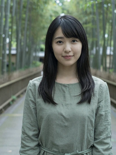 Yui, 26, Japanese woman from Kyoto in serene bamboo pathway
