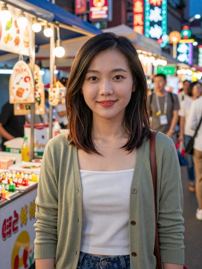 Wen, 26, Taiwanese woman from Taipei at night market
