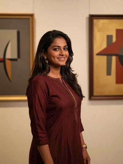 Priya, 30, Indian woman from Mumbai in art gallery