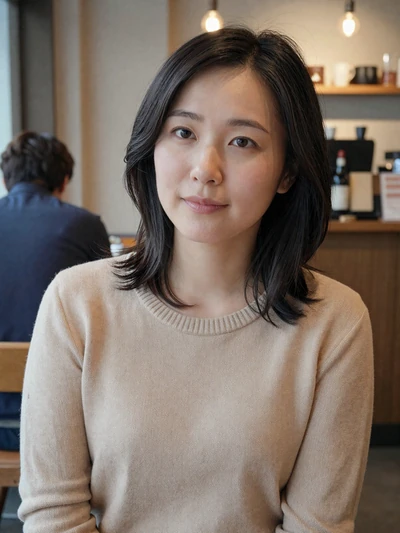 Yumi, 30, verified Japanese woman from Osaka at coffee shop